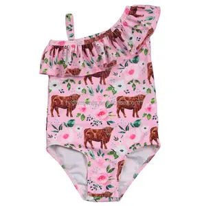 Bañador con estampado Floral para niñas, traje de baño con volantes para bebés, ropa de playa, novedad