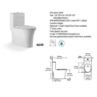 WC monobloc de luxe avec réservoir encastré, chasse d'eau siphonique, cuvette allongée pour usage commercial et hôtelier