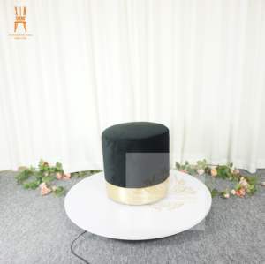 Nuovo prodotto rosa nero cuscino poggiapiedi sedia con salotto rotondo pouf sgabello con lato oro - Product Image 2