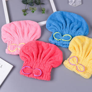 Chapeau de douche absorbant en polaire corail avec nœud mignon, séchage rapide des cheveux, épaissi, serviette de cheveux à séchage rapide, couvre-chef - Product Image 4