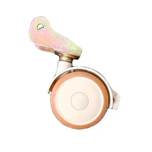 P-Type Caster <b>Wheels</b> 2-Inch Silent Swivel With Brake Beige Brown <b>Plastic</b> Threaded Stem Furniture Casters - Product Image 5