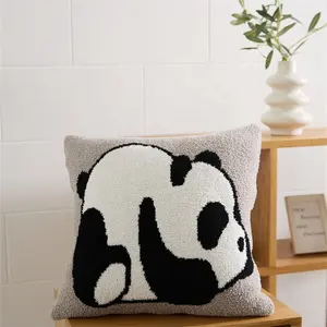 Niedliche Cartoon chinesische einzigartige Panda Mikro faser gestrickte Kissen bezug weiche Kissen bezug Polyester Home Decor XXM