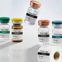 Étiquettes cosmétiques personnalisées en vinyle imperméable à l'eau avec enveloppe complète holographique laser pour flacons de peptides de 2 ml et 10 ml