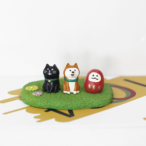 Chibi Dog Daruma Resin Figurine Set Japanese Style Desk Ornament Living Room Decor - Product Image 4
