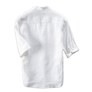 Mens Collo Alla Coreana 100% di <span class=keywords><strong>Lino</strong></span> Ultimo Disegno Mezza Manica Della <span class=keywords><strong>Camicia</strong></span> - Product Image 4
