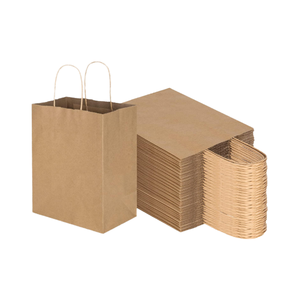 Sacs cadeaux en papier kraft brun uni, faits à la main, réutilisables, écologiques, imprimés à l'écran, personnalisables, ruban torsadé en vrac pour - Product Image 4