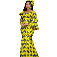 Wanita Afrika Batik cetak gaun Bazin gaun panjang kain katun lilin gaun malam