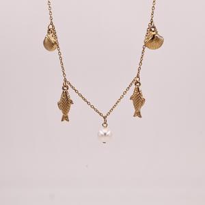 Collier pendentif en perles de coquillage de la série océanique transfrontalière d'été plaqué or 18 carats pour femmes chaîne de clavicule pour cadeaux minimalistes - Product Image 5