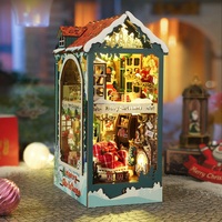 Kit de bricolage pour niche à livres cabane de Noël en gros, kit de maison miniature à monter soi-même, maison de poupée miniature avec éclairage LED décoratif
