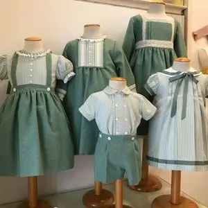 西班牙婴儿服装兄弟姐妹配套服装男孩夏季套装女孩士兵条纹连衣裙精品西班牙服装