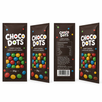 Bolsa de Embalaje Plana Ligera con Ventana y Sellado de Tres Lados para Chispas de Chocolate Recubiertas de Caramelo, para Choco Dots, Dulces y Coberturas