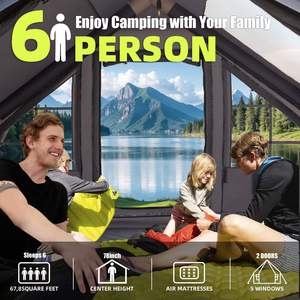 Tienda de campaña inflable, impermeable y cortavientos para las cuatro estaciones, tiendas Oxford con rejilla y ventanas de chimenea. - Product Image 3