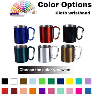 Taza de acero inoxidable de doble pared de 220ml, diseño cuadrado clásico con mosquetón, vasos de café de Metal de buena calidad para acampar - Product Image 6