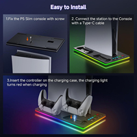 Support de charge double pour manettes avec ventilateur de refroidissement RGB coloré de haute qualité pour console PS5 / Slim / Pro