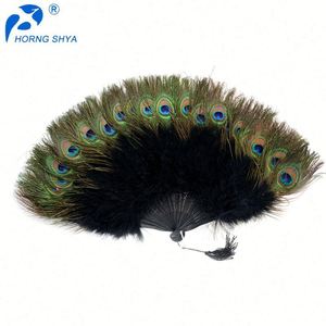 Abanico <span class=keywords><strong>de</strong></span> mano plegable <span class=keywords><strong>de</strong></span> plumas <span class=keywords><strong>de</strong></span> pavo real para mujer, accesorio para fiesta <span class=keywords><strong>de</strong></span> té, baile <span class=keywords><strong>de</strong></span> vacaciones, decoración nupcial para boda, venta al por mayor - Product Image 1