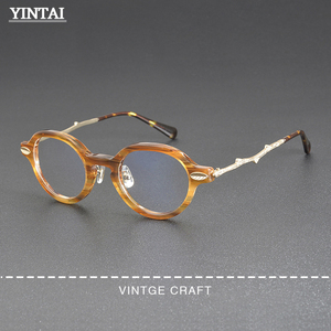 New Titanium Alloy <strong>Frame</strong> Fashionable Tortoiseshell Wood Grain Acetic Acid Wholesale Optical Eyewear <strong>Frame</strong> - Product Image 1