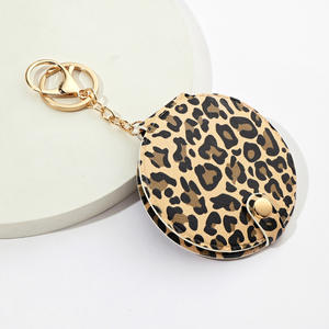 Llavero de Cuero PU con Estampado de Leopardo y Cierre de Langosta, Espejo, Estilo Lindo, Impresión Tipográfica, Regalo Promocional de Año Nuevo para Chicas - Product Image 6