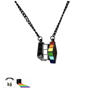 Collar Mathemagic Unisex Original Personalizado, Colgante Cúbico Arcoíris de Acero Titanio, Joyería Moderna de Estilo Hip Hop para Fiestas, Regalo Informal - Product Image 5