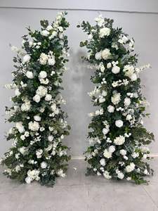 Gapura Bunga Mawar & Hydrangea Buatan Berdaun Hijau Bentuk Tanduk, Portabel, Ramah Lingkungan, Tahan Lama, 6-7 kaki untuk Dekorasi Pernikahan Gaya Barat - Product Image 5