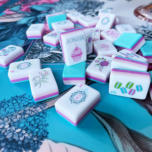 Hot Selling Blue Paris Candy Acrylic American Mahjong Tile Set Luxurious Design Portable 4 Players <b>Entertainment</b> & Poker Use - Product Image 1