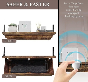 Estante de ocultación secreto flotante de madera maciza de alta calidad, caja de armario oculta segura, estante de cajón oculto montado en la pared - Product Image 3