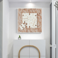 Art mural puzzle 3D texture grès taille personnalisée, tableau décoratif abstrait tons neutres pour maison contemporaine
