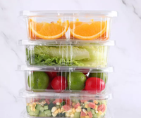 Boîte en plastique transparente Récipient alimentaire en PET personnalisé de plusieurs tailles Boîte à fruits Tear Brace Container avec couvercle