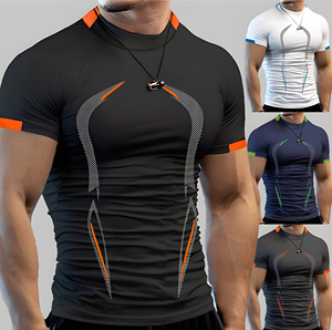 AI-MICH <b>Men's</b> Woven Gym T-Shirt-Quick Dry Breathable 100% Polyester Sporty Short Sleeve for Fitness & Bodybuilding - Product Image 1