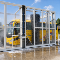 Machine de lavage de véhicules électrique en acier inoxydable à tunnel, avec brosse automatique, pulvérisation de mousse haute pression et moteur à onduleur, pour bus, autocars et camions