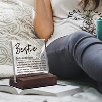 Cadeaux inspirants pour les femmes Plaque en acrylique avec support en bois-Logo personnalisé et couleur Love Flower Design Encouragement Desk Decor