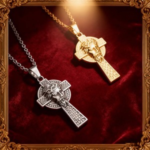 Collar con Colgante de Cruz y Rostro de Jesús en Acero Inoxidable Retro para Hombres y Mujeres, Amuleto Religioso de Oración y Fe, Cadena de Metal, Joyería - Product Image 3