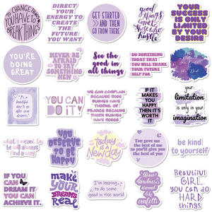 50PCS Purple Motivational Phrase Inspirante Rose Positive Saying Sticker - Product Image 3