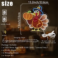 Luz LED de Neón con Diseño de Pavo y Calabaza de Acción de Gracias, Regulable, Impresión UV, Retroiluminada para Publicidad en Centros Comerciales y Parques