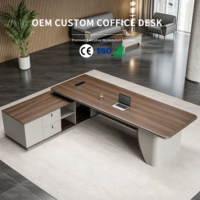 Boss Desk Bureau d'angle en forme de L avec armoire de rangement Table de travail exécutive pour la haute direction Style de luxe moderne