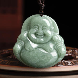 Pendentif Bouddha en Jadeite Naturelle Vert Pois, Style Chinois, Religion, UNISEXE, Cadeau Bouddhiste avec Certificat d'Expertise FG02 - Product Image 1