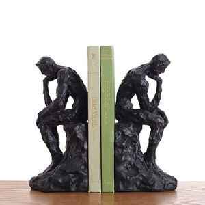 Thinker Bookends Black Synthetic Resin 2Pcs For <b>Study</b> Room Desk Decoration - Product Image 1