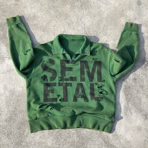 Sudadera con capucha y media cremallera estilo streetwear desgastado por el sol, personalizada, de peso pesado, oversize, con lavado ácido y efecto desgastado - Product Image 1