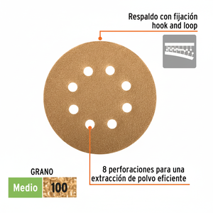 Paquete De 5 Unidades Con 5 discoteche De Lijado 5 'Grano 100 8 dischi Perforaciones Caja De levigatura - Product Image 1