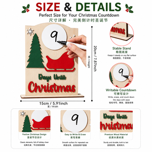 Wooden Christmas Countdown <b>Calendar</b> Dry Erase <b>Advent</b> <b>Calendar</b> Tabletop Holiday Decoration Reusable Home Decor - Product Image 2