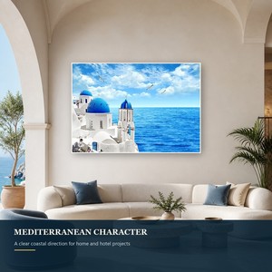 Stampa d'Arte Murale Mare Blu di Santorini, Paesaggio Costiero Greco per Soggiorno, Hotel, Resort, Interni Mediterranei - Product Image 5