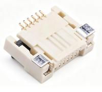 Contactos de conector FPC de 6 posiciones, montaje en superficie superior e inferior de 0.020 "(0,50mm), ángulo recto, original de 1/2"
