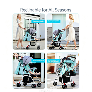 Poussette pliable à une main, 4,0 kg, cadre doré, tissu Oxford, 5 positions inclinables (assis et couché) pour le voyage, vente en gros OEM - Product Image 5