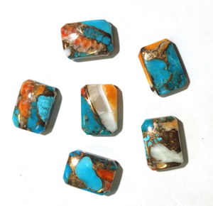 หินมุกหนามธรรมชาติสีเขียวขุ่นทรงแปดเหลี่ยมแบบเรียบสำหรับทำเครื่องประดับทุกขนาด แหวนพลอยเปลี่ยนสีได้ - Product Image 1