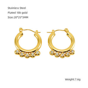 Pendientes <span class=keywords><strong>de</strong></span> aro punteados <span class=keywords><strong>de</strong></span> lujo con <span class=keywords><strong>precio</strong></span> al por mayor, pendientes <span class=keywords><strong>criollos</strong></span>, <span class=keywords><strong>aros</strong></span> bohemios chapados en <span class=keywords><strong>oro</strong></span>, joyería chapada en <span class=keywords><strong>oro</strong></span> <span class=keywords><strong>de</strong></span> acero inoxidable <span class=keywords><strong>de</strong></span> 18 quilates - Product Image 3