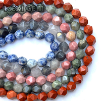 Perles de pierres précieuses naturelles taillées en diamant en gros, 6 mm, 8 mm, 10 mm, multicolores, perles de pierres naturelles facettées en vrac pour la fabrication de bijoux