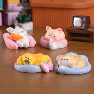 <b>Mini</b> Resin Animals Resin Cat/Pig/Dog/Rabbit Figurines Bulk for Fairy Garden Miniature Dollhouse Accessories Hide Crafts Decor - Product Image 2