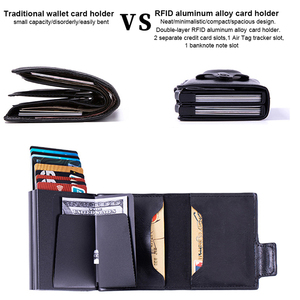 PU da kinh doanh chủ thẻ tín dụng RFID chặn ngắn Ví giản dị với khe cắm thẻ kép - Product Image 3