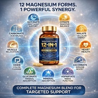Magnesium 12-in-1 Kompleks 700mg Suplemen Magnesium Penyerapan Tinggi Glisinat Sitrat Malat Vegan Non-GMO Bebas Gluten