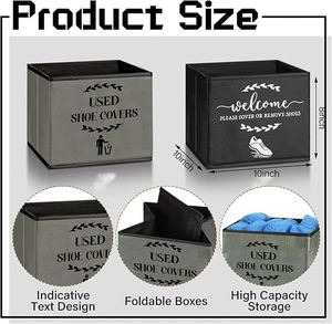 2 Pcs Shoe Cover Boxes Dispenser Foldable <b>Storage</b> Bins and Welcome Please or Remove Sign for <b>Open</b> House Supplies - Product Image 6