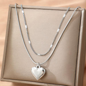 قلادة جديدة ثلاثية الأبعاد لقلب الحب قلادة من طبقات قلادة نسائية أنيقة صغيرة - Product Image 4